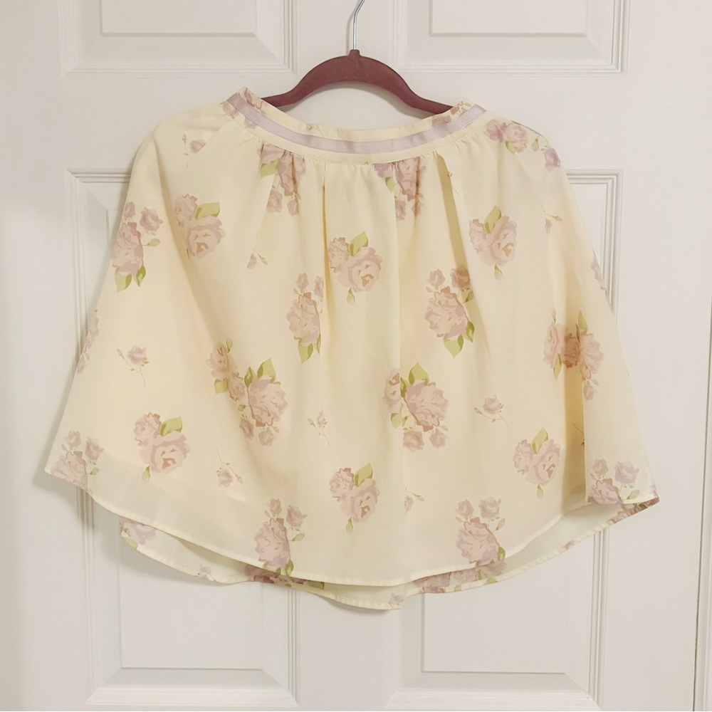 Japanese Lodispotto Pastel Yellow Lilac Floral Cottage Ballet Mini Skirt